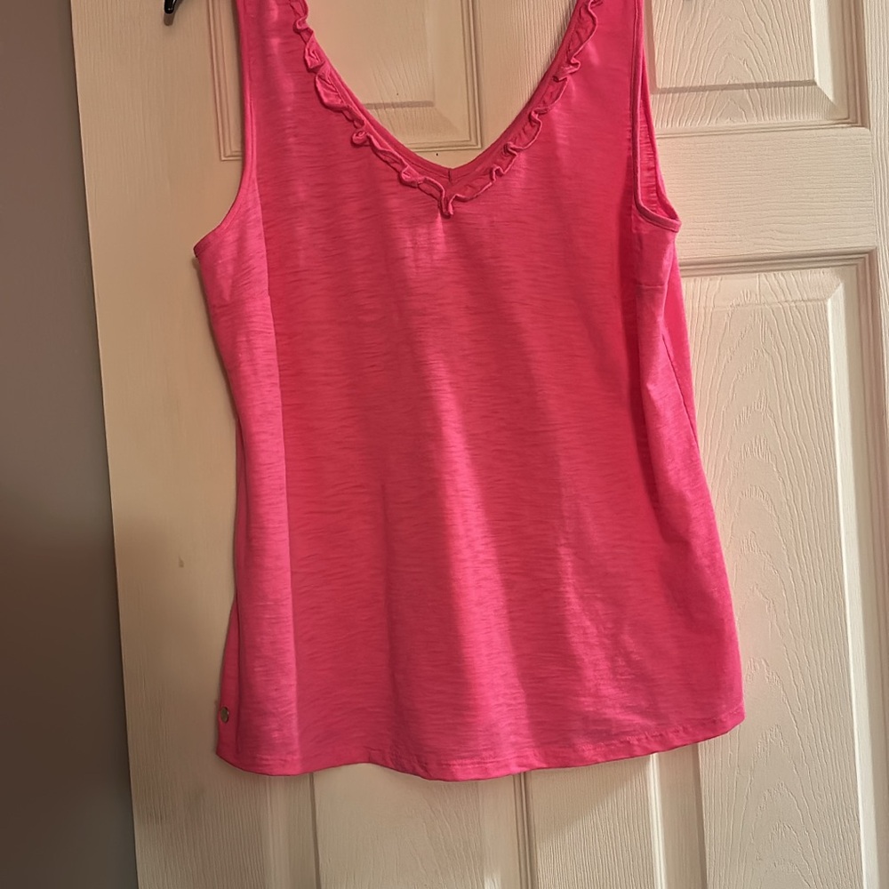 Lilly Pulitzer Vibrant Pink Ruffle Tank Top